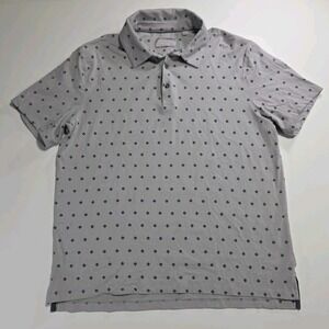 Hickey Freeman Mens XL Gray Geometric Pima Cotton Blend Polo Shirt
